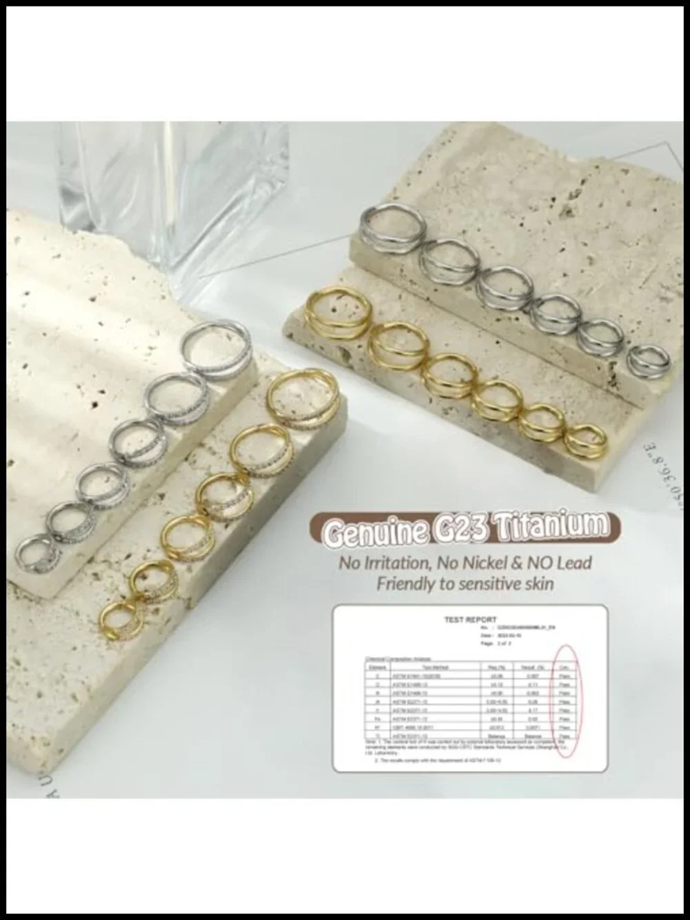 G23 Titanium Double Hoop Nose Ring Hypoallergenic Hinged Clicker